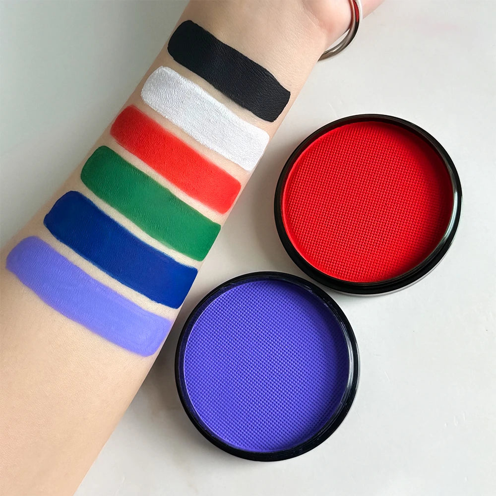 Black White Red 30G Monochromatic Water Solubility Body Makeup Face Paint with Brushes for Halloween Christmas Masquerade Party