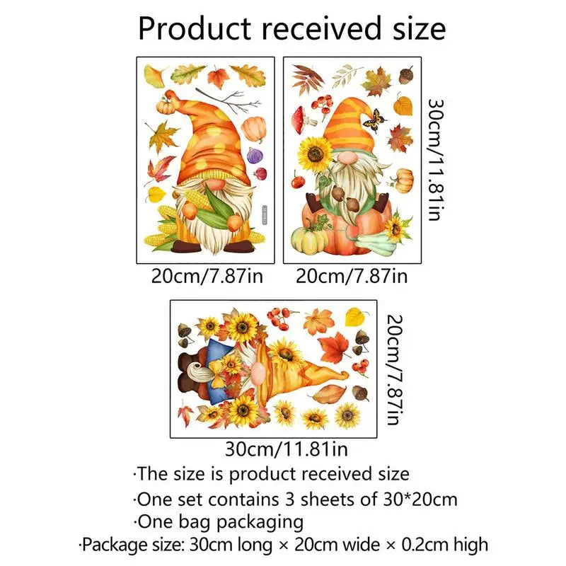 Autumn Window Clings 3 Sheet Fall Leaves Window Clings Self Adhesive Thanksgiving Window Stickers Fall Window Decorations For