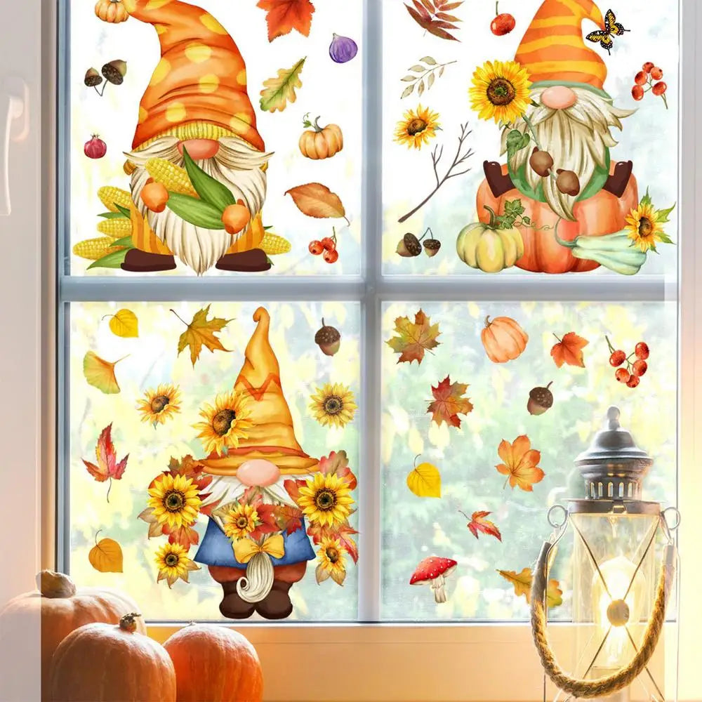 Autumn Window Clings 3 Sheet Fall Leaves Window Clings Self Adhesive Thanksgiving Window Stickers Fall Window Decorations For