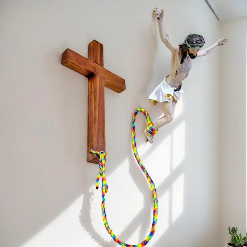 Jesus Bungee Wall Crossd Decoration Home Office Church Wall Hanging Jumping Crucifix Christ Savior Festival Gift Home Decoration