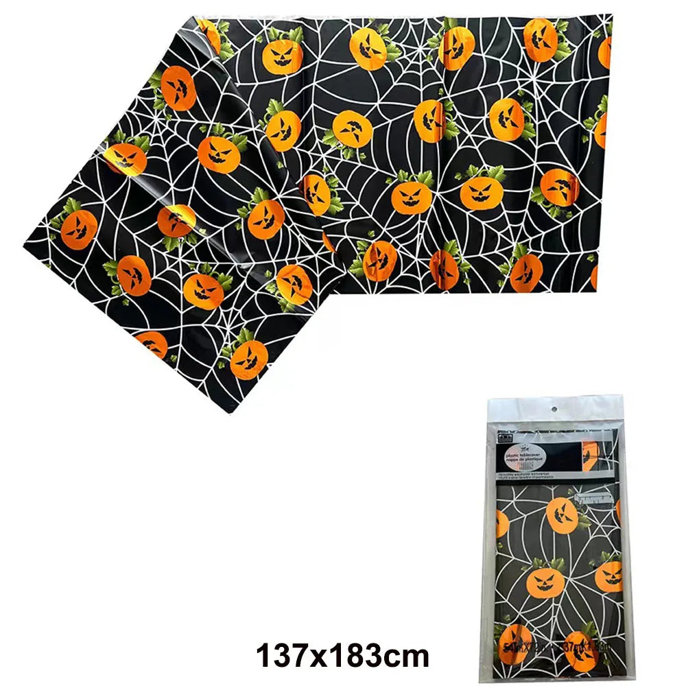 Halloween Disposable Plastic Tablecloth Horror Pumpkin Castle Bloody Handprints Tablecloth Halloween Party Home Decor Suppies