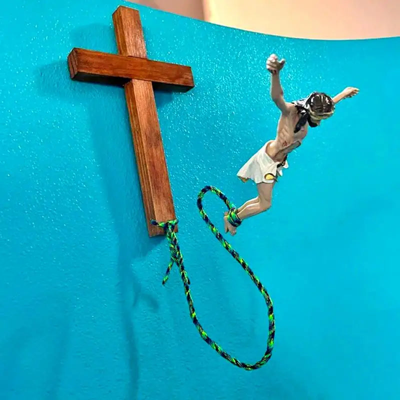 Jesus Bungee Wall Crossd Decoration Home Office Church Wall Hanging Jumping Crucifix Christ Savior Festival Gift Home Decoration