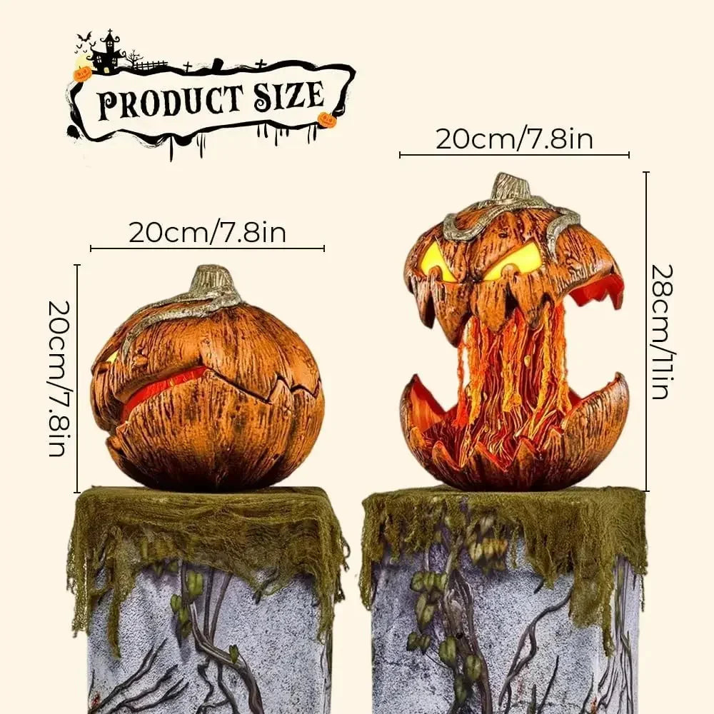 2PCS New Halloween Rise And Fall  Pumpkin Decorations Gourdo Animatronic Makes A Terrifying Sound Pumpkin Head