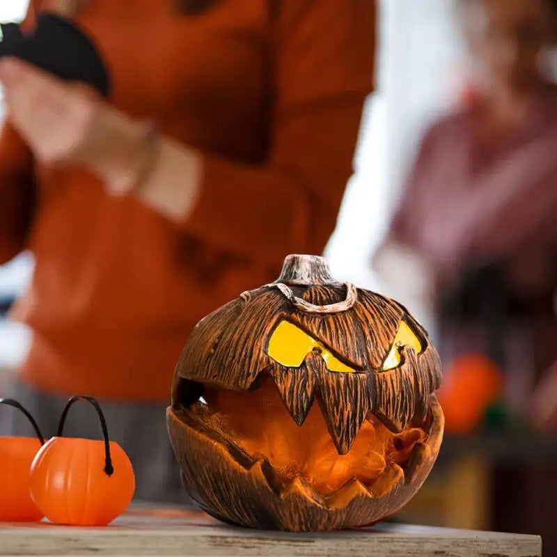 Unique LED Devil Pumpkin Lantern Halloween Evil Pumpkin Lamp Flashing Ghost Lighting Festival Halloween Party Decoration