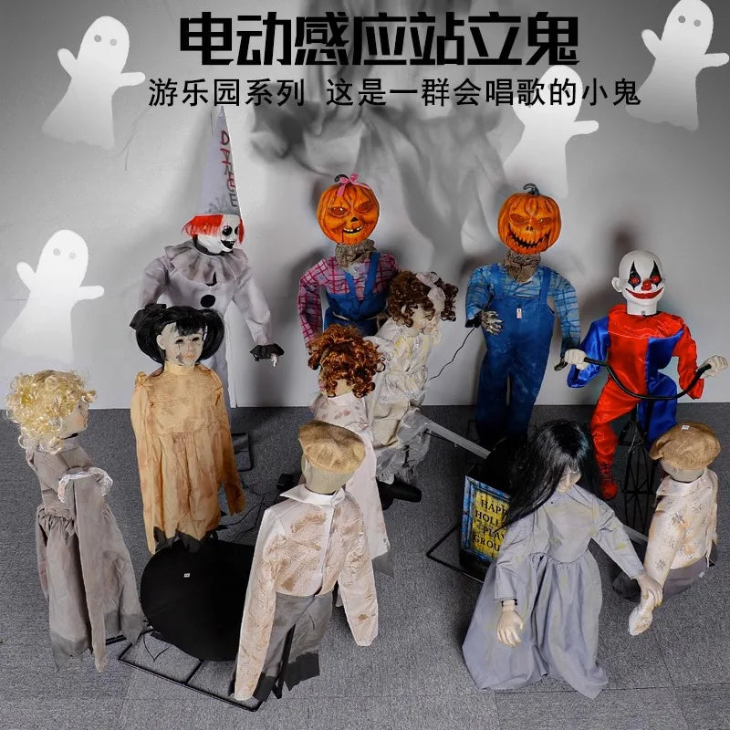 Halloween ghost doll horror decoration electric induction with sound lighting secret room escape haunted house bar atmosphere pr