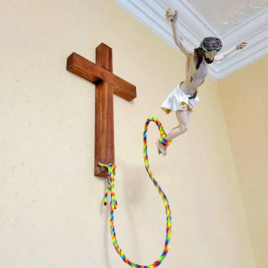 Jesus Bungee Wall Crossd Decoration Home Office Church Wall Hanging Jumping Crucifix Christ Savior Festival Gift Home Decoration