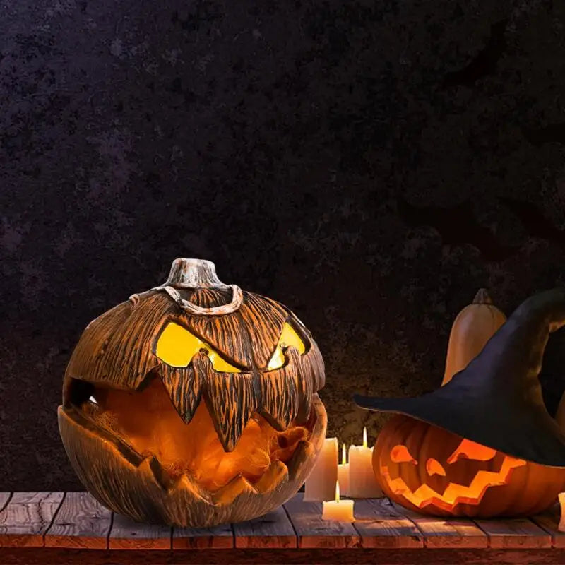 Unique LED Devil Pumpkin Lantern Halloween Evil Pumpkin Lamp Flashing Ghost Lighting Festival Halloween Party Decoration