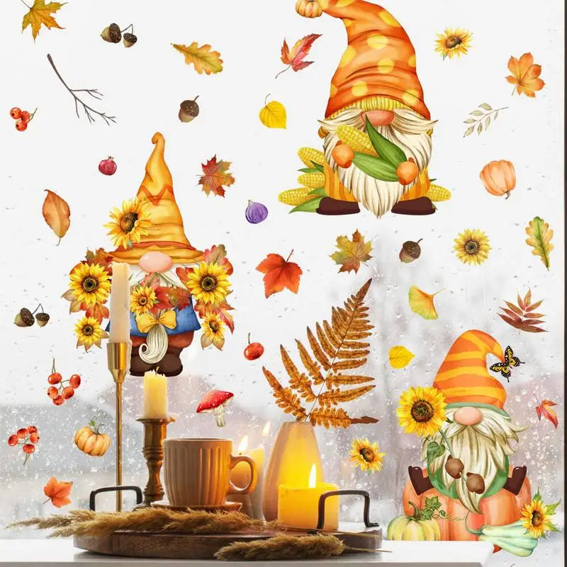 Autumn Window Clings 3 Sheet Fall Leaves Window Clings Self Adhesive Thanksgiving Window Stickers Fall Window Decorations For