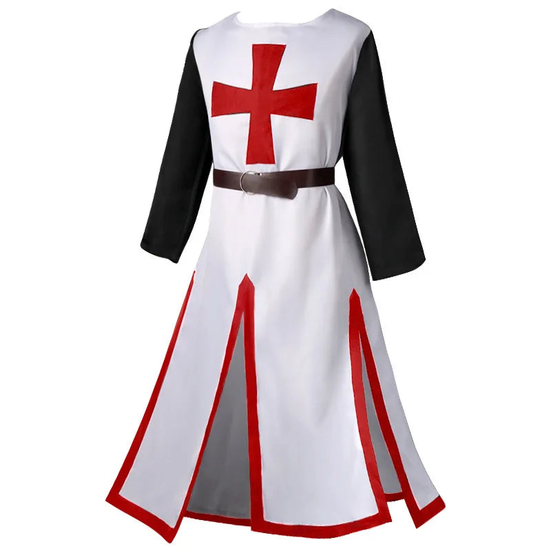 Color Cosplayer Medieval Knights Templar Tunic Cosplay Costumes Renaissance Surcoat Warrior Outfit Renaissance Black Cloak Top