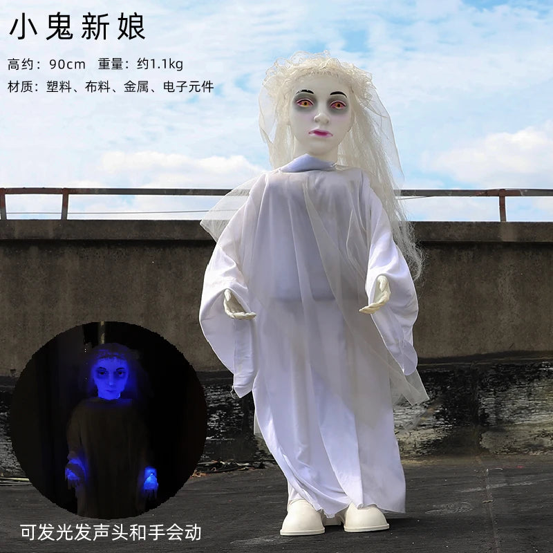 Halloween ghost doll horror decoration electric induction with sound lighting secret room escape haunted house bar atmosphere pr