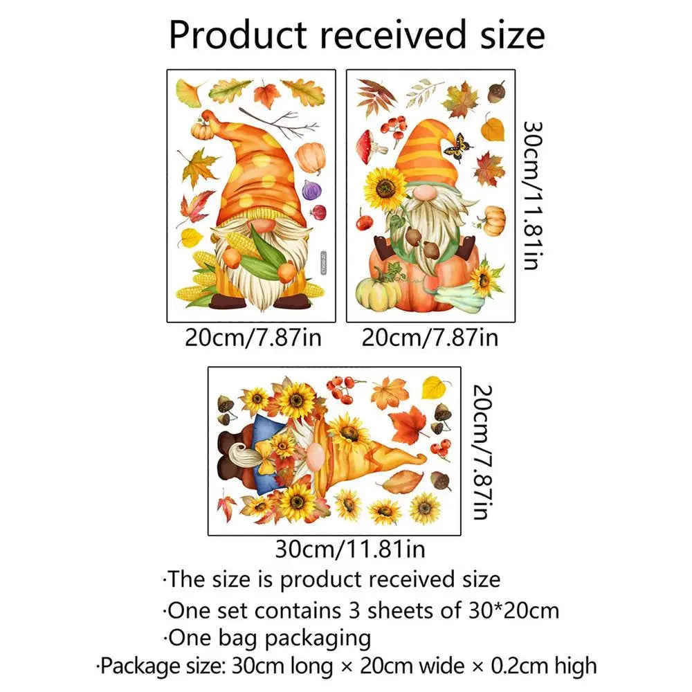 Autumn Window Clings 3 Sheet Fall Leaves Window Clings Self Adhesive Thanksgiving Window Stickers Fall Window Decorations For