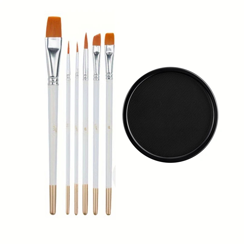 Black White Red 30G Monochromatic Water Solubility Body Makeup Face Paint with Brushes for Halloween Christmas Masquerade Party