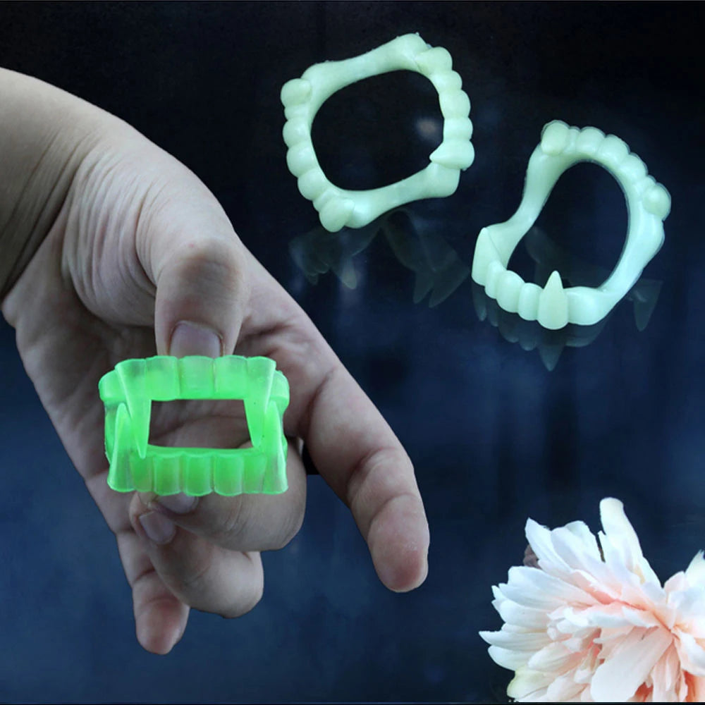 Halloween Fake Vampire Teeth Party Decoration For Kids Plastic False Vampire Teeth Costume Halloween Theme Cosplay Toy Supplies
