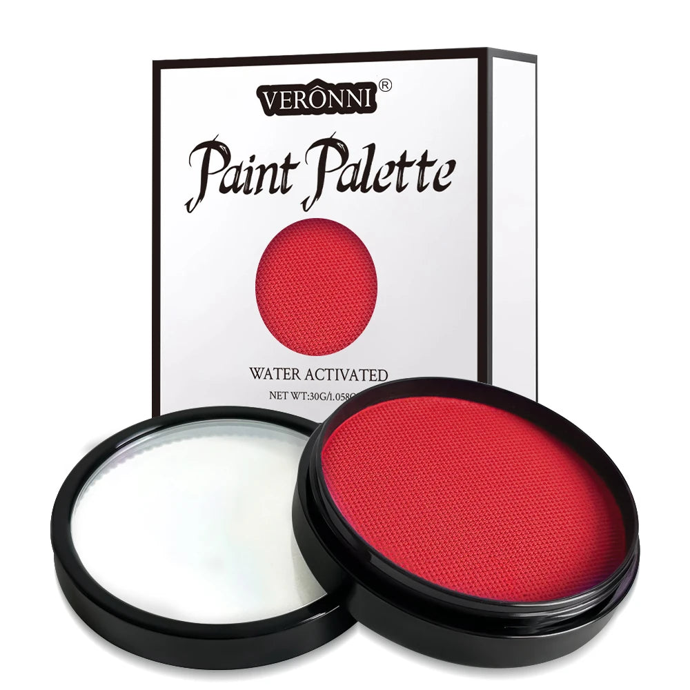 Black White Red 30G Monochromatic Water Solubility Body Makeup Face Paint with Brushes for Halloween Christmas Masquerade Party