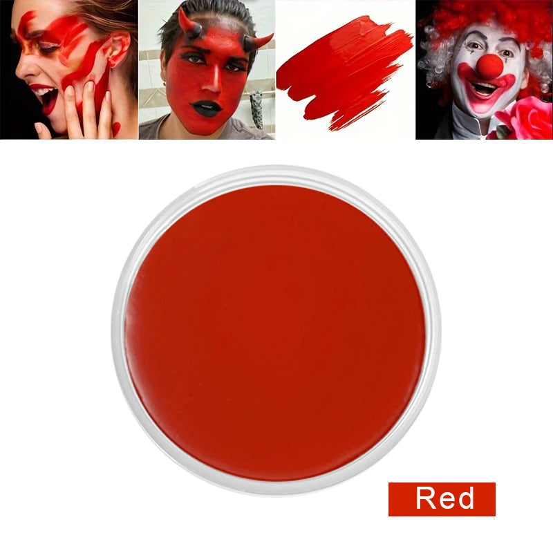White Black Red Face Body Paint Adult Oil Body Paint Set FX Clown Vampire Skeleton Role Play Halloween Makeup with 6 Brushes