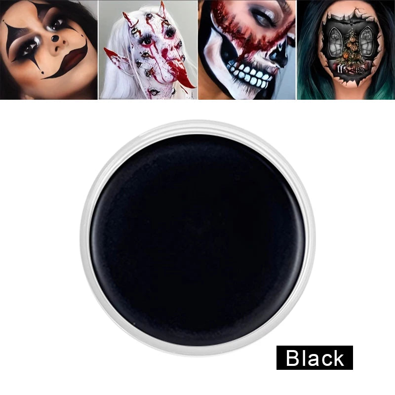 White Black Red Face Body Paint Adult Oil Body Paint Set FX Clown Vampire Skeleton Role Play Halloween Makeup with 6 Brushes