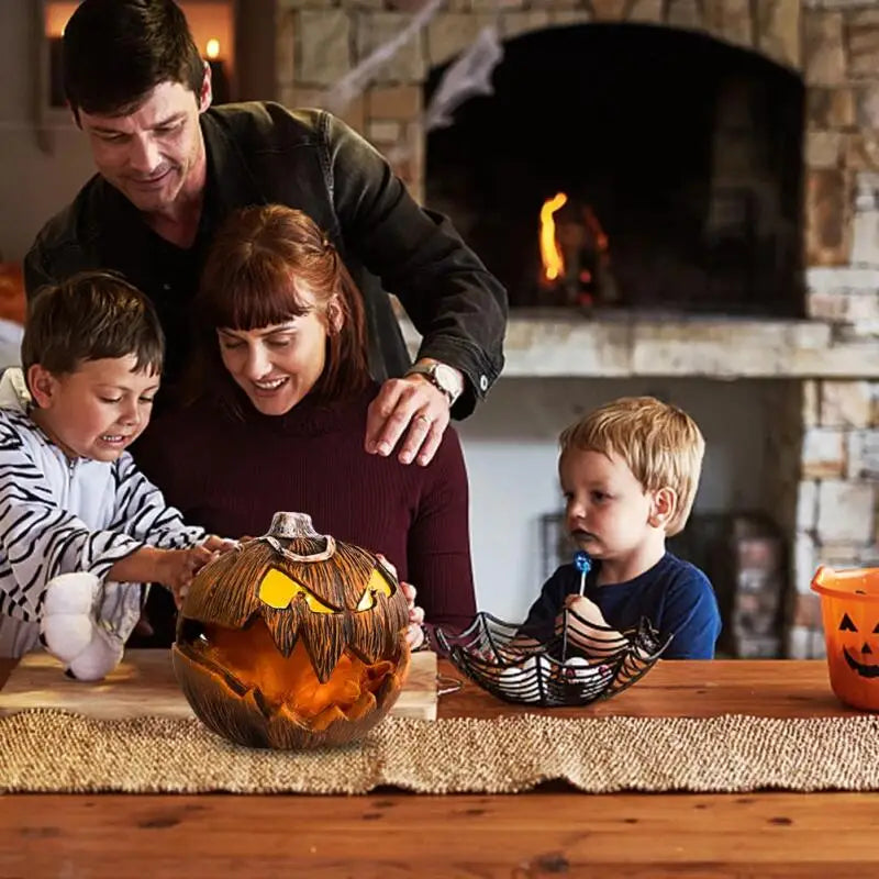 Unique LED Devil Pumpkin Lantern Halloween Evil Pumpkin Lamp Flashing Ghost Lighting Festival Halloween Party Decoration