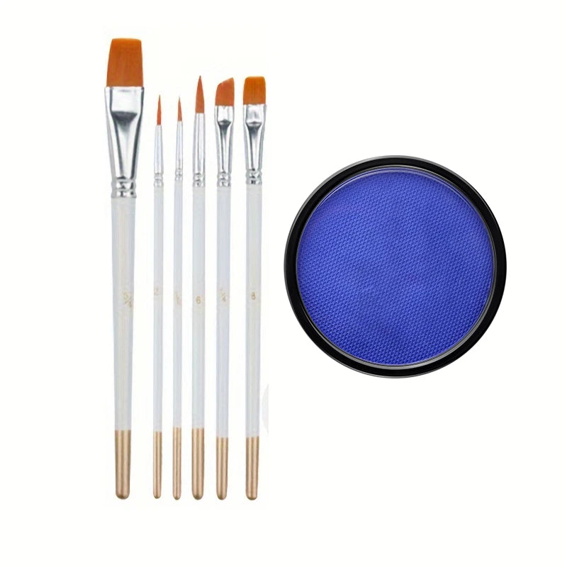 Black White Red 30G Monochromatic Water Solubility Body Makeup Face Paint with Brushes for Halloween Christmas Masquerade Party
