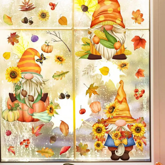 Autumn Window Clings 3 Sheet Fall Leaves Window Clings Self Adhesive Thanksgiving Window Stickers Fall Window Decorations For