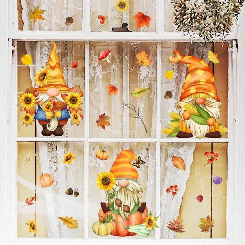 Autumn Window Clings 3 Sheet Fall Leaves Window Clings Self Adhesive Thanksgiving Window Stickers Fall Window Decorations For