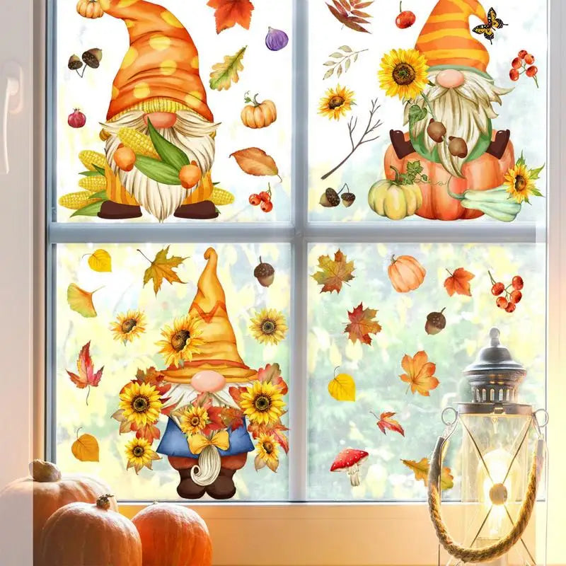 Autumn Window Clings 3 Sheet Fall Leaves Window Clings Self Adhesive Thanksgiving Window Stickers Fall Window Decorations For