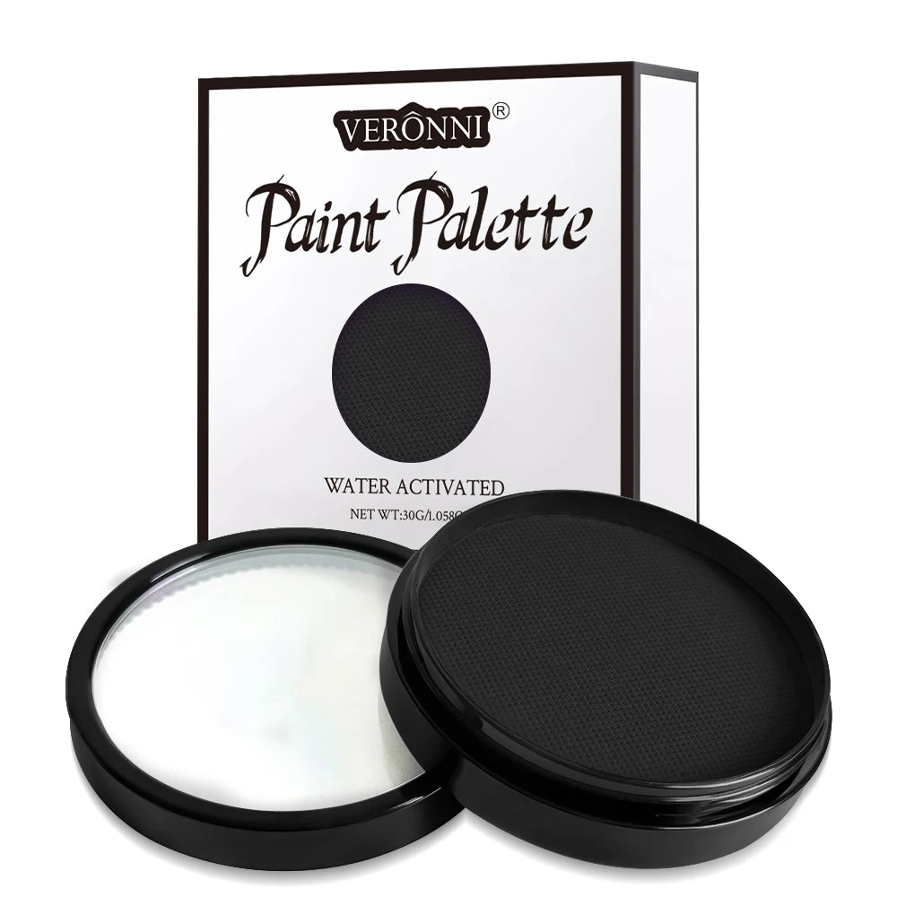 Black White Red 30G Monochromatic Water Solubility Body Makeup Face Paint with Brushes for Halloween Christmas Masquerade Party