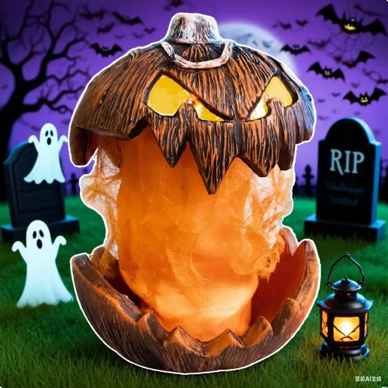 Unique LED Devil Pumpkin Lantern Halloween Evil Pumpkin Lamp Flashing Ghost Lighting Festival Halloween Party Decoration