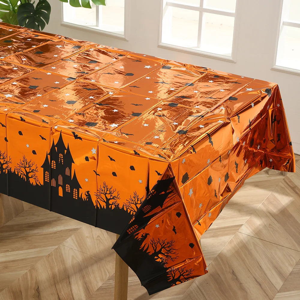 Halloween Disposable Plastic Tablecloth Horror Pumpkin Castle Bloody Handprints Tablecloth Halloween Party Home Decor Suppies
