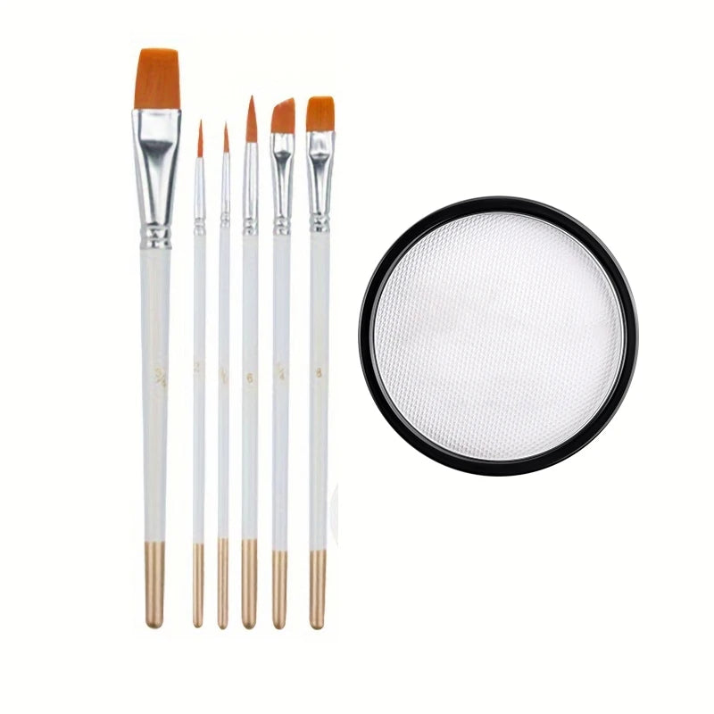 Black White Red 30G Monochromatic Water Solubility Body Makeup Face Paint with Brushes for Halloween Christmas Masquerade Party